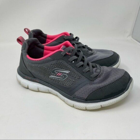 Skechers Gray And Pink Memory Foam Sneakers slip on 59872S size 6.5 - Picture 3 of 13